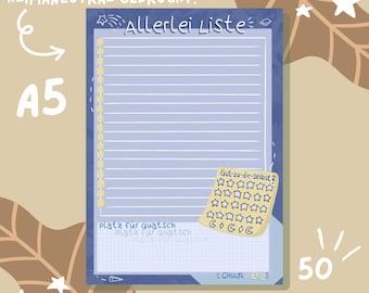 Lista de tareas - Bloc de notas DIN A5 | 50 hojas, 80 g/m², papel 100 % reciclado, impresión climáticamente neutra, lista de tareas
