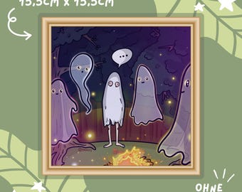 Lámina artística "Reunión fantasma" | Impresión cuadrada en papel mate de 300 g, decoración de pared, arte, no es IA
