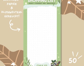 Lista de la compra - Bloc de notas DIN largo, 50 hojas, 80 g/m², papel 100 % reciclado, impresión climáticamente neutra con banda magnética