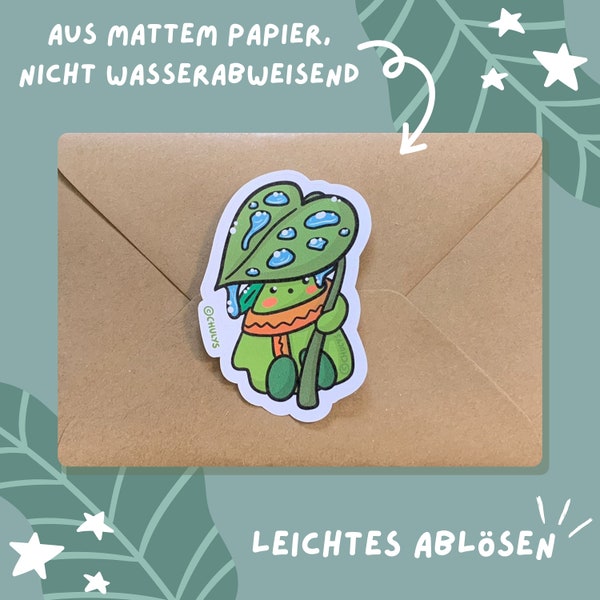 Herbststicker Chumpel mit Regenschirm Blatt | Totoro Ghibli Inspiration