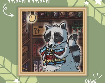 Pantry Raccoon - quadratischer Print auf 300g Papier, matt