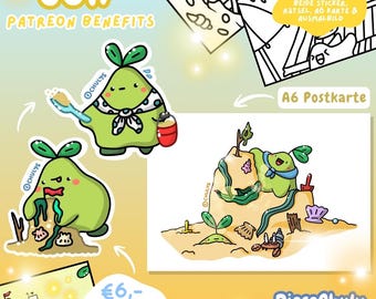 Correo postal de Chulys: correo artístico mensual con pegatinas, postal y carta.