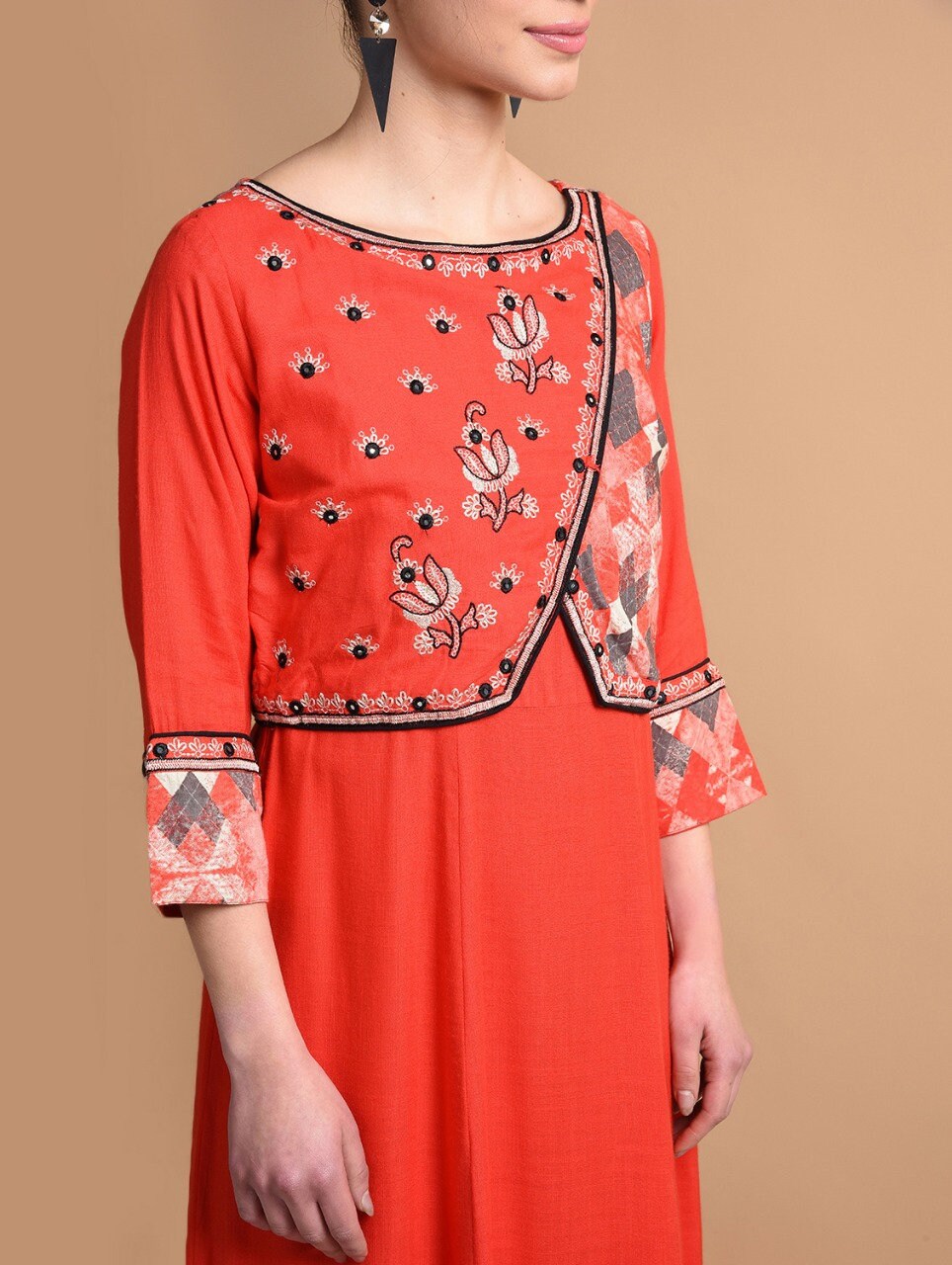 Designer Yoke Embroidered Layered Kurta Indian handmade Etsy