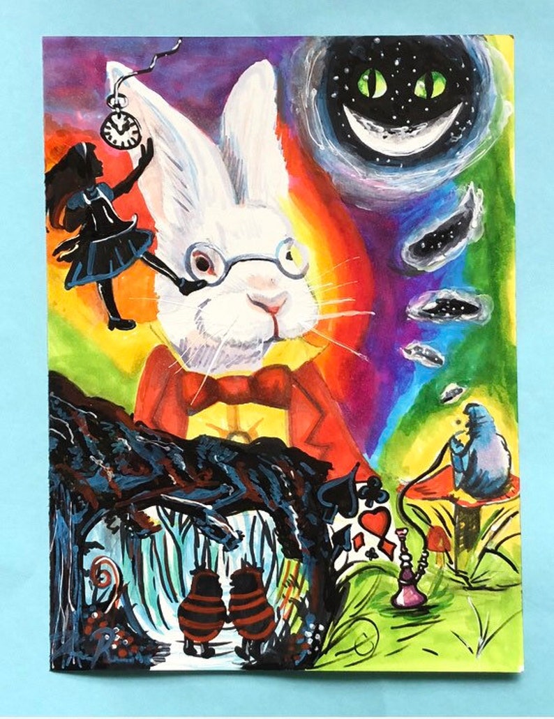 Trippy Alice in Wonderland Art Poster Trippy Art Drawing