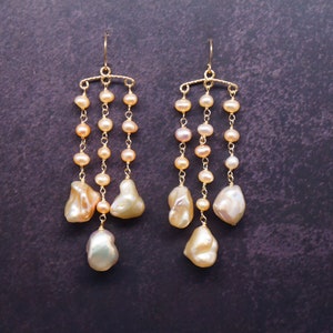 Pink Baroque Pearl and 14k Gold Filled Earrings |  June Birthstone Earrings | Christmas Birthday Wedding Anniversary Gift For Her