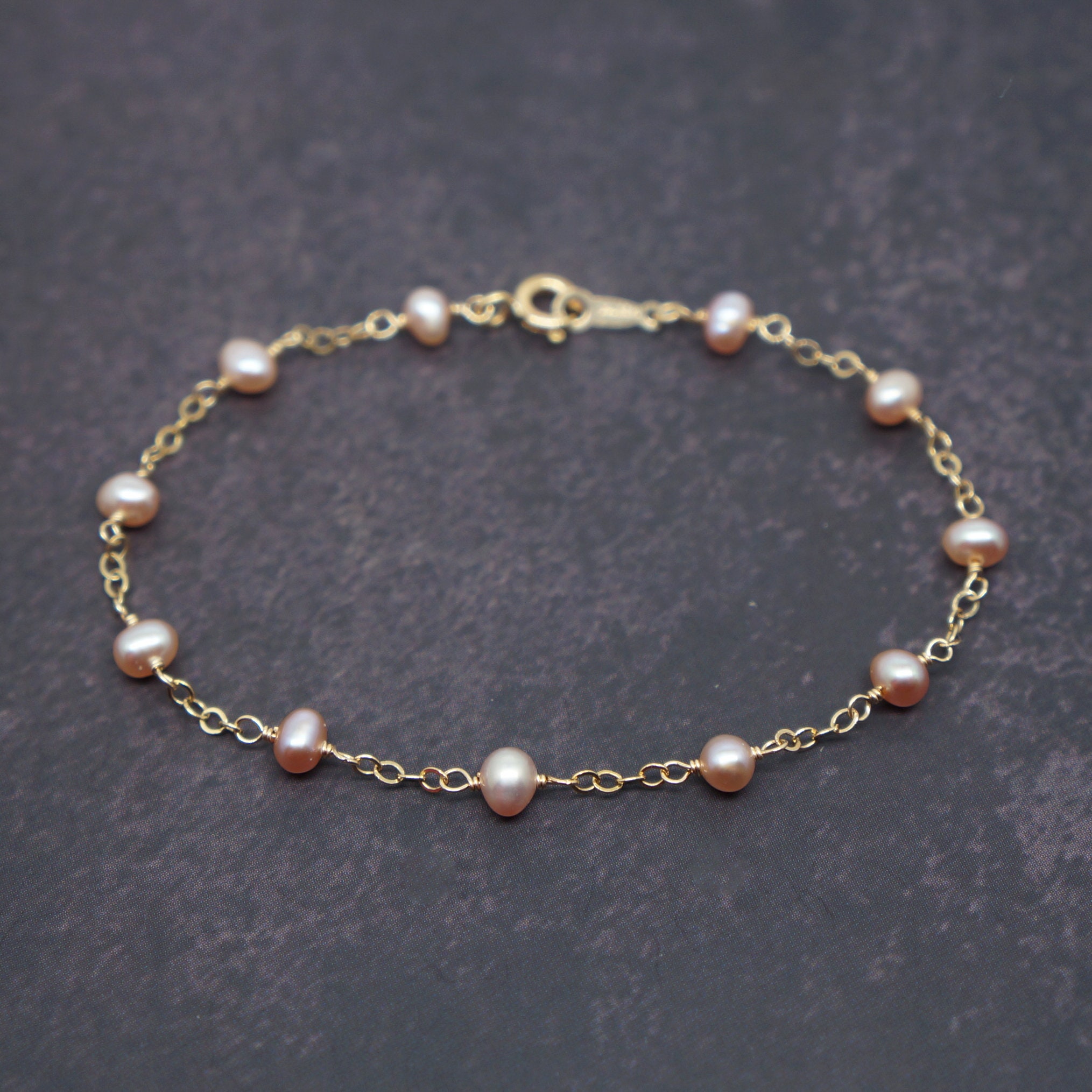 Tiny Lavender Pearls 14k Gold Filled Wire Wrapped Bracelet - Etsy