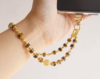 Tiger‘s eye Phone Chain for new phone gift Phone Charm for Him Gemstone Phone Strap for Cell phone Accessory crystal custom phone charm
