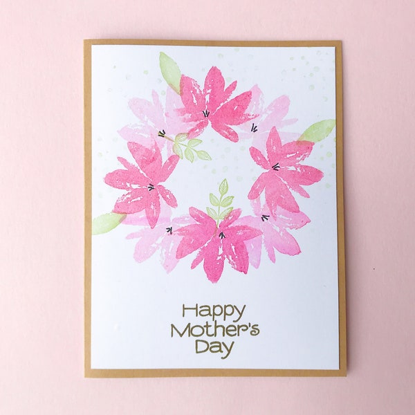 Floral Mother's Day Card, Handmade Mother's Day Card, Mother's Day Card with Flowers, Flower Mother's Day Card, Pretty Mothers' Day Card