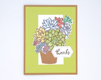Thank You Card for Mentor, Mentor Card, Mentor Gift, Thanks for Helping Me Grow, Plant Card, Succulent Card, Handmade Thank You Card