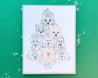 Christmas Card with Dogs, Christmas Dog Card, Dog Lover Christmas Card, Dog Holiday Card, Dog Themed Christmas Card, Handmade Dog Card