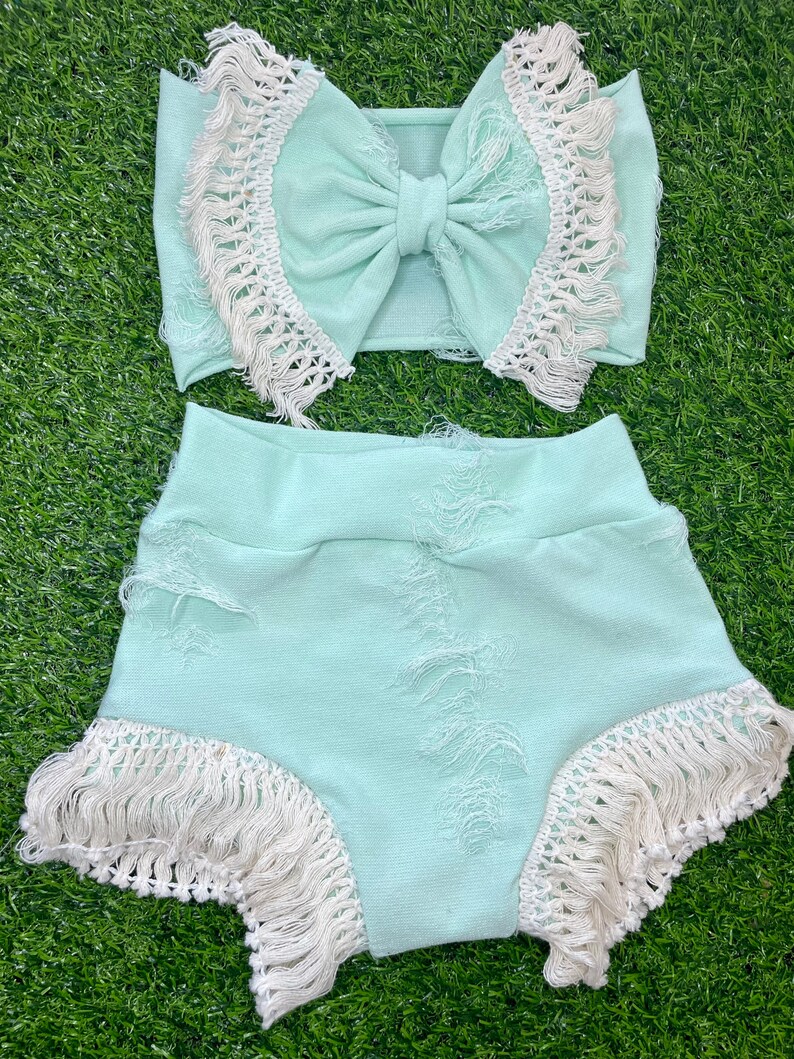 Boho Bummie Set Bummie Set Baby Girl High Waist Bummies Etsy