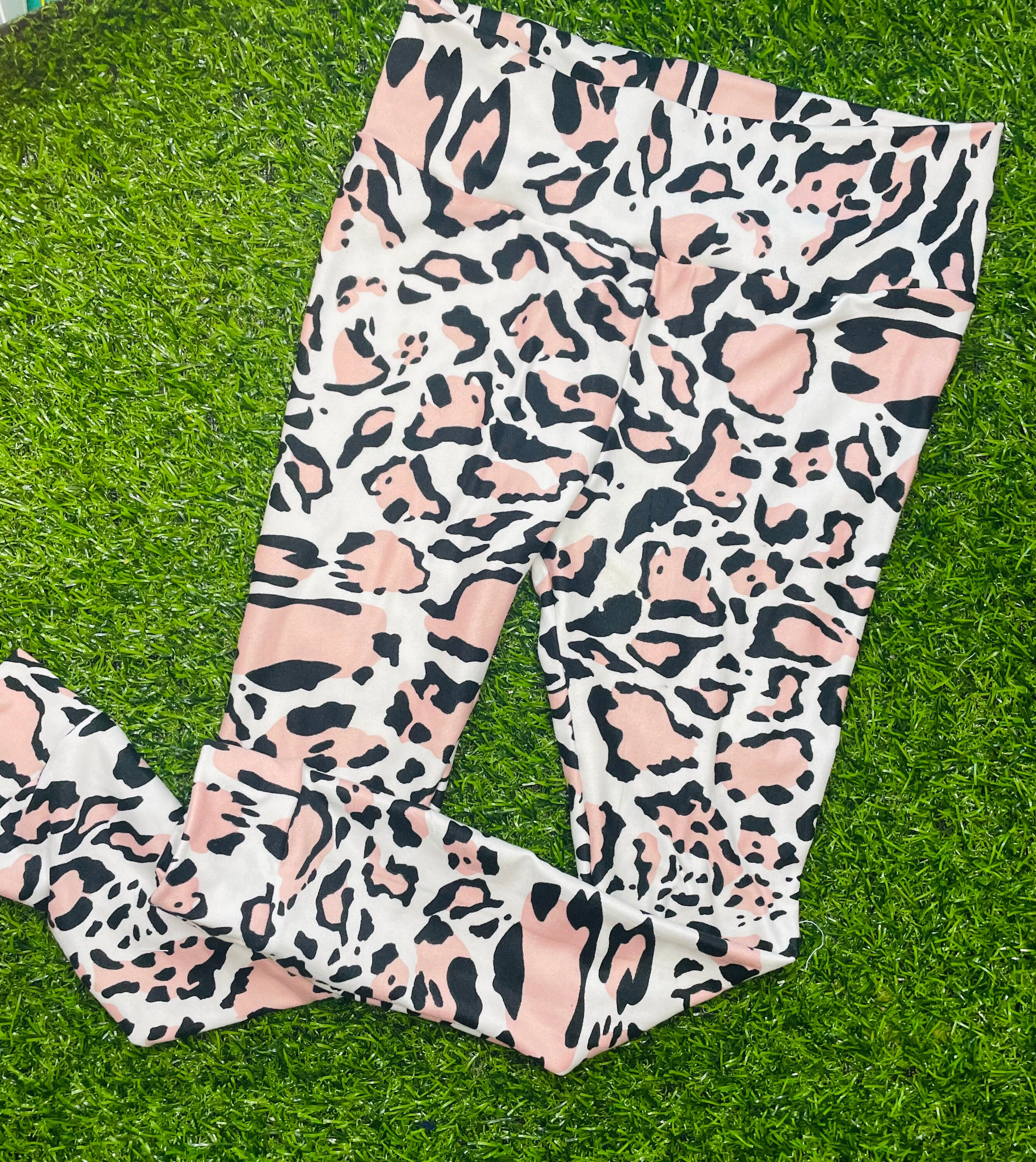 Pink Leopard Leggings - Leopard Leggings - Pink Metallic Pants - Metallic  Pink Leopard Leggings