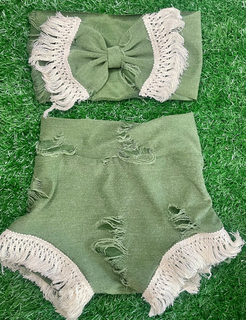 Boho Bummie Set Bummie Set Baby Girl High Waist Bummies Etsy