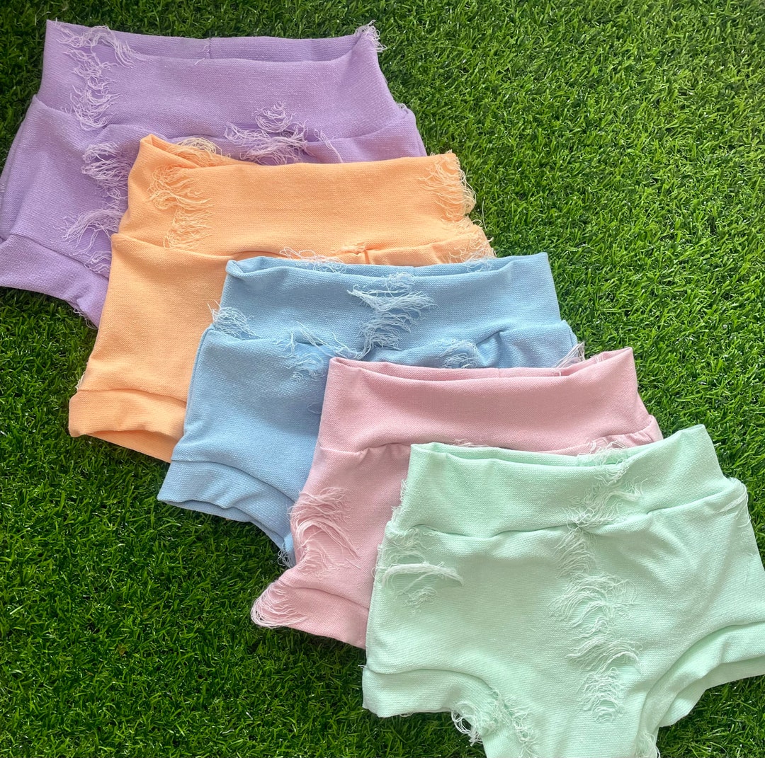Distressed Bummies, Bummie Set, Baby Girl High Waist Bummies, Bummie