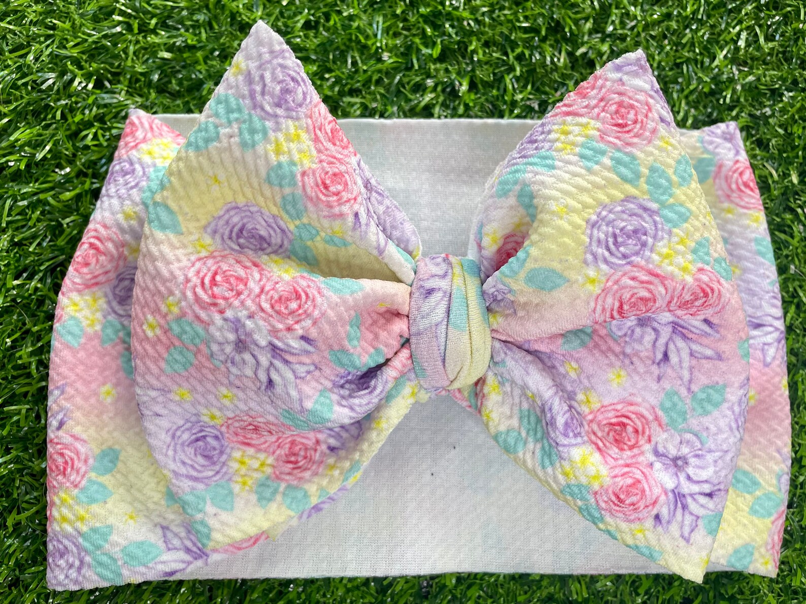 Floral Pastel Bow Baby Girl Bow Headwrap Clip Bow Nylon Etsy