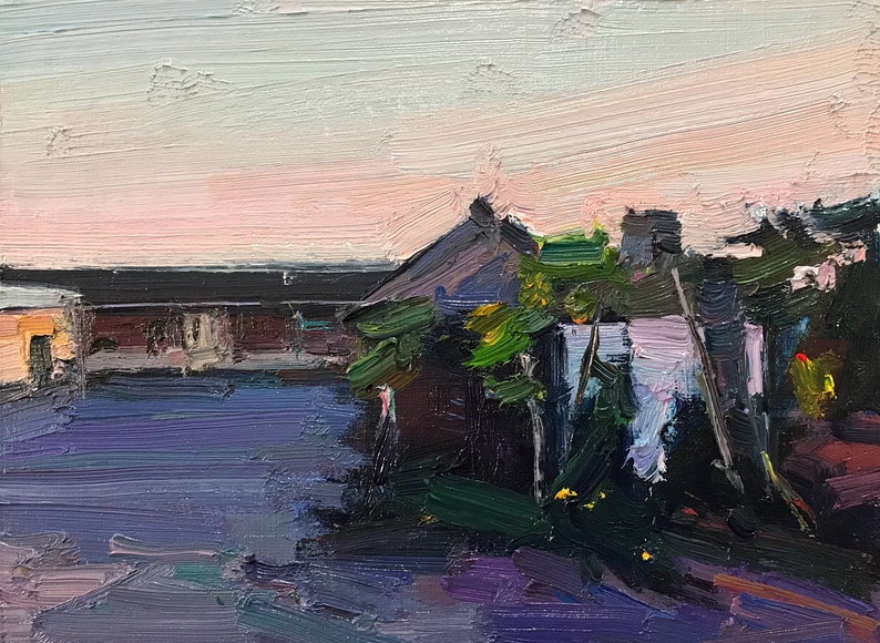 Original Landscape Painting, Plein Air Painting Landscape, Small Painting, Textured Painting by Amber Wu image 1