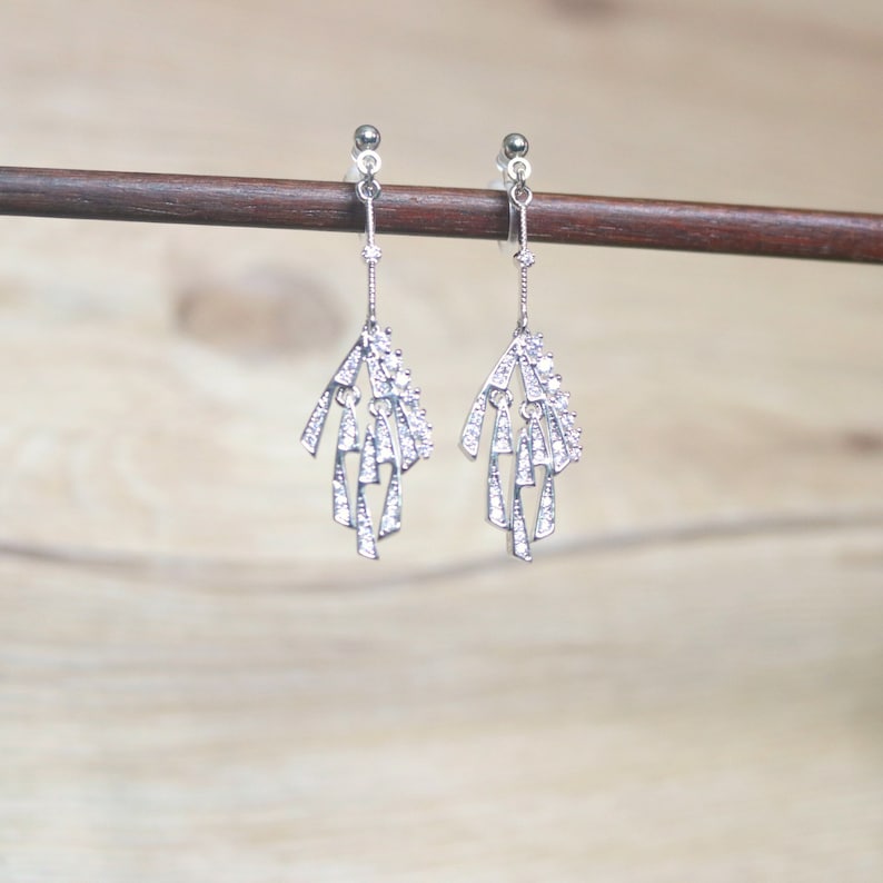 resin clip on earrings clip on earrings non pierced earrings invisible clip on earrings Falling firework CZ stone resin clip on earrings