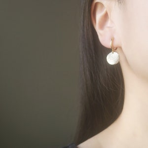 Gold disc hoop clip on earrings, non pierced earrings, dangle & drop earrings, Minimalist earrings, adorable earrings, gift for her
