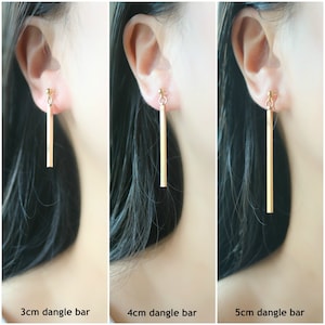 Clip de resina invisible de barra colgante de oro en pendientes, pendientes no perforados, pendientes colgantes y colgantes, pendientes minimalistas, regalo para ella