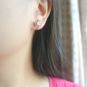 Crystal CZ stud clip on earrings, invisible resin clip on earrings, non pierced earrings, bridal clip on earrings, wedding clip on earrings