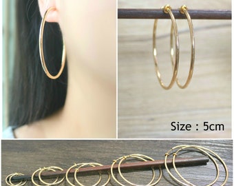 Gold hoop clip on earrings, clip on earrings, non pierced earrings, dangle & drop earrings, Minimalist earrings, boho earrings, gift for her