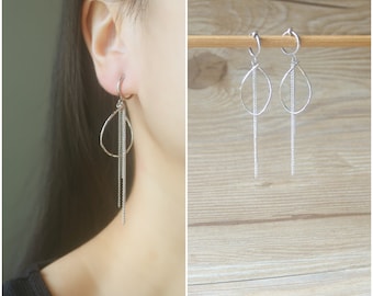 Boucles d'oreilles en argent à clip en forme de larme, boucles d'oreilles non percées, boucles d'oreilles pendantes et gouttes, boucles d'oreilles minimalistes, cadeau pour elle