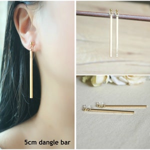 Gold dangle bar invisible resin clip on earrings, non pierced earrings, dangle & drop earrings, Minimalist earrings, gift for her image 8