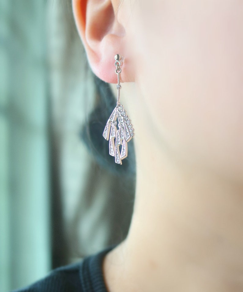resin clip on earrings clip on earrings non pierced earrings invisible clip on earrings Falling firework CZ stone resin clip on earrings