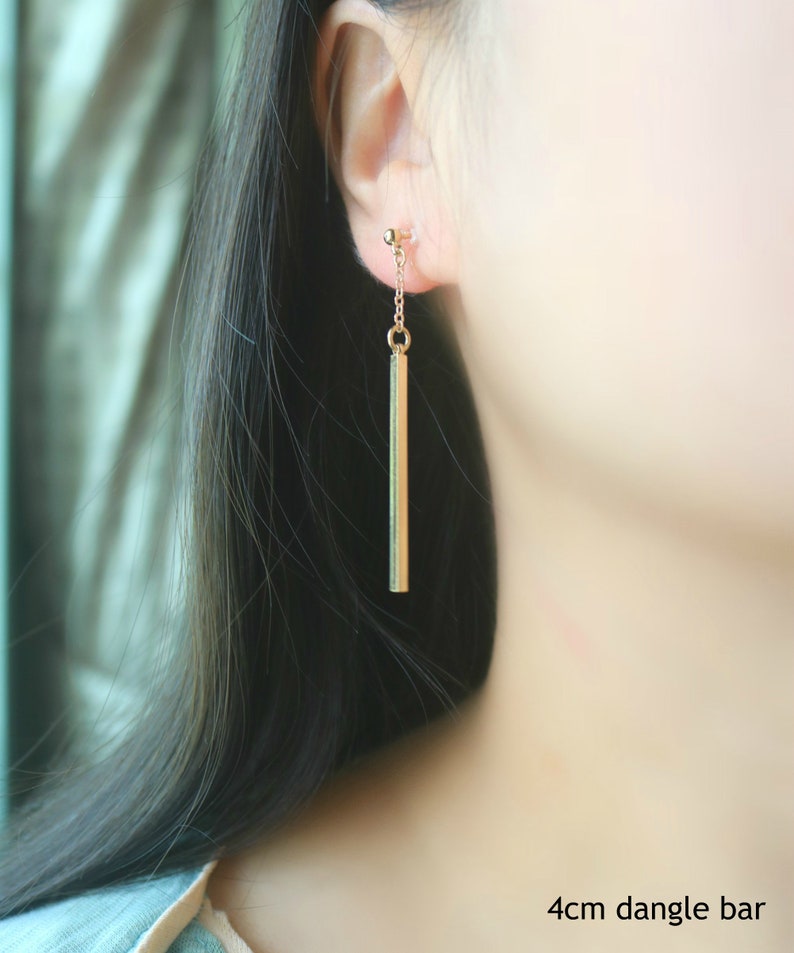 clip on drop earrings Gold dangle bar invisible clip on earrings clip on earrings resin clip on earrings clip-ons non pierced earrings