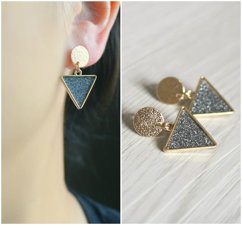 invisible clip on earrings clip on drop earrings non pierced earrings clip on earrings Triangle resin clip on earrings clip-ons