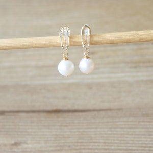 Gold mismatched Pin studs invisible resin clip on earrings, non pierced earrings, fresh water pearl clip on earrings, dangle & drop earrings