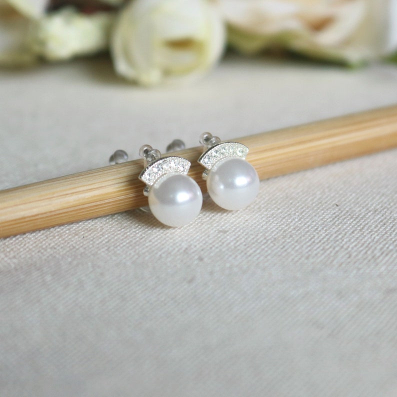 Pearl Stud Resin Clip on Earrings Invisible Clip on Earrings Etsy