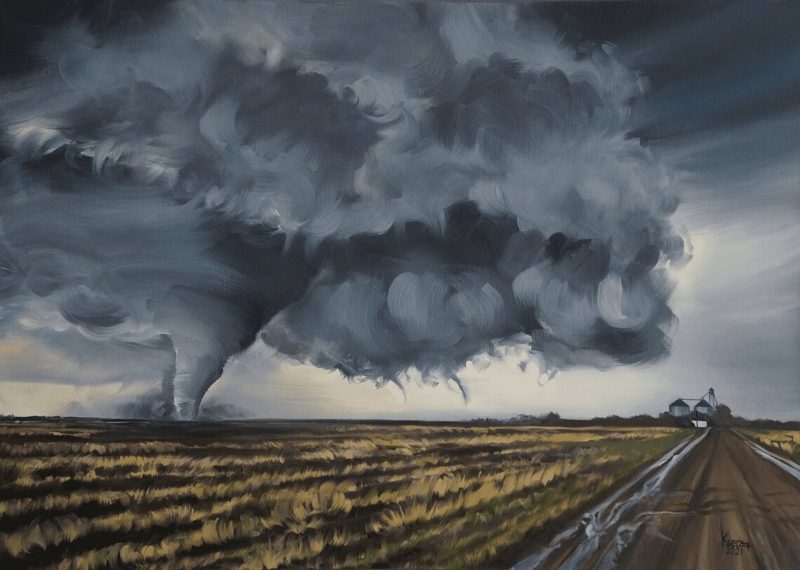 Große Tornado Original-Gemälde Öl auf Leinwand | Etsy