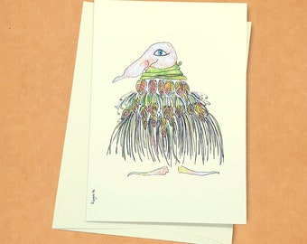 FIONA - Greeting card, Blank Cards, Christmas cards, Folded notecards, Hand Drawn Cards, Illustrated Greeting Cards