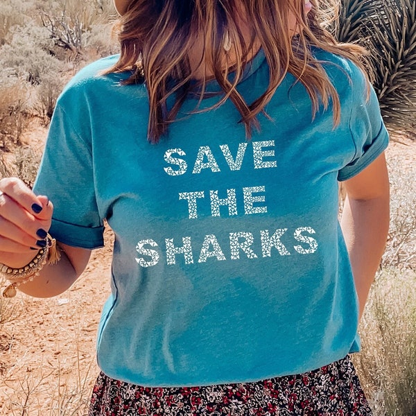 Save The Sharks Tee | Shark Conservation Shirt | Save The Ocean | Shark Gifts | Animal Activist Graphic Tshirt | Marine Biology Tee