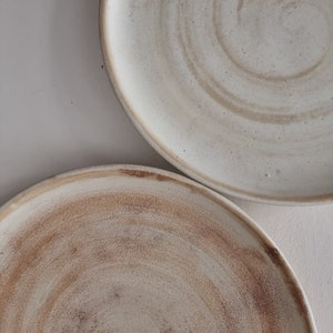 Plate set (2 pieces), beige // Handmade ceramic plates with matt glaze // Stoneware // BurgGold