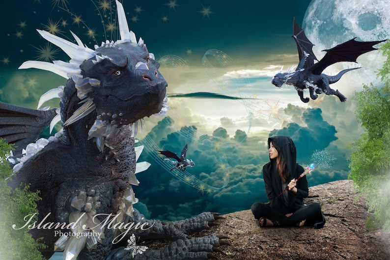 Great backdrop for fantasy composite photography in Photoshop Dragon Digital Background