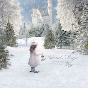 Winter Castle Digital Background / Digital Backdrop With Snow Overlay