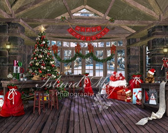 2 North Pole Santa's work Shop - with and without Elves Digital Backgrounds Digital Backdrops