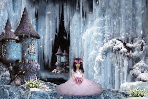 4 Magical Ice World Backgrounds With And Without Xmas Tree In Etsy
