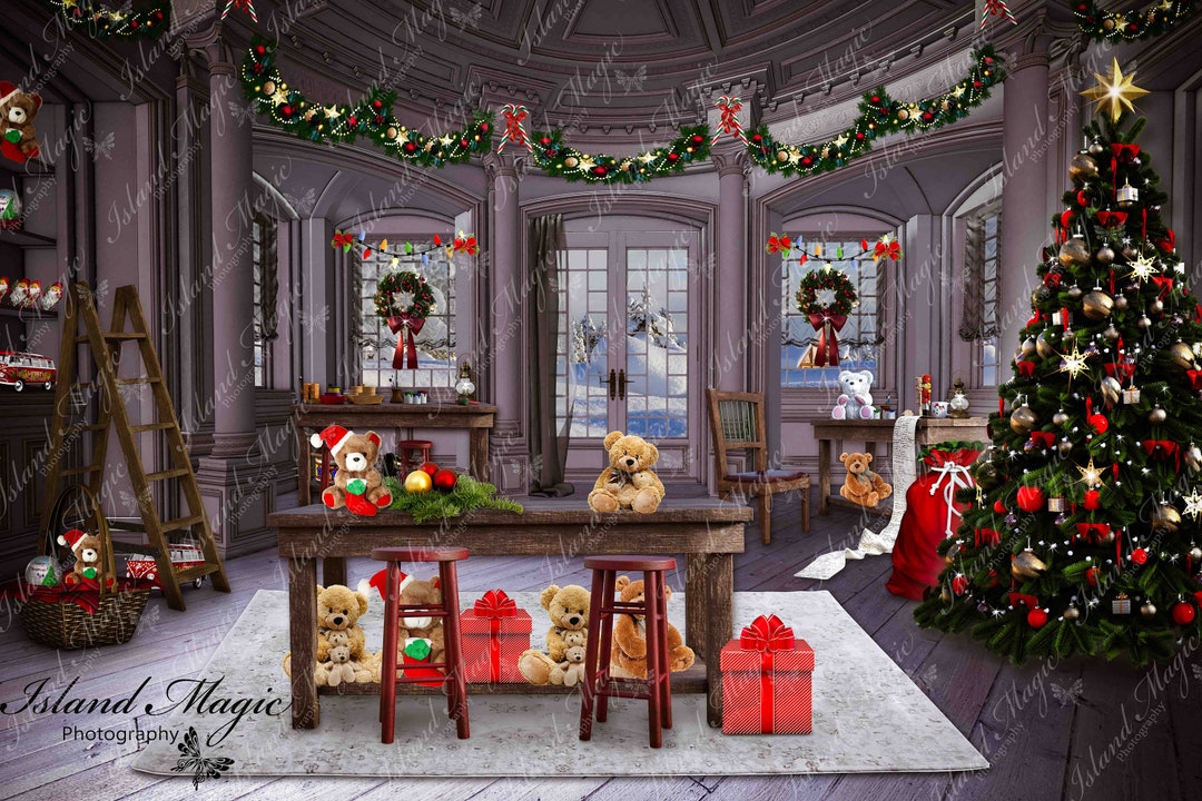 Santa's Workshop Christmas Digital Backdrop / Background - Etsy