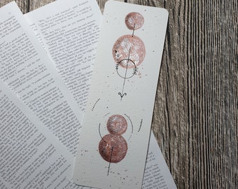Handarbeit | Lesezeichen | Aquarell | Geschenk | Bücherwurm | Leseratte | Buchzeichen | Einzelstück | "Planets I"