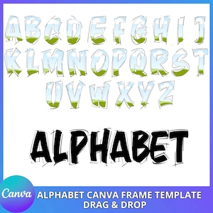 Canva Frame Alphabet, Editable Canva Uppercase Letters, Easy Drag and Drop, Sublimation Design Alphabet Png, Editable Canva Frame Template