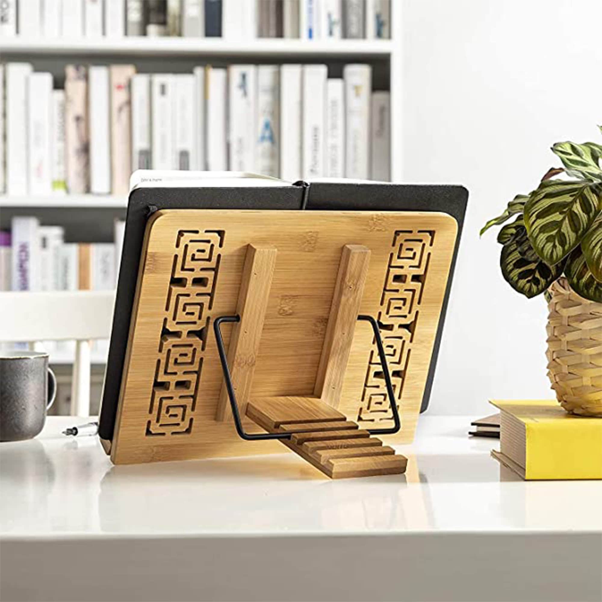 Bamboo Book Stand Cookbook Holder Free Personalized Engraving Etsy