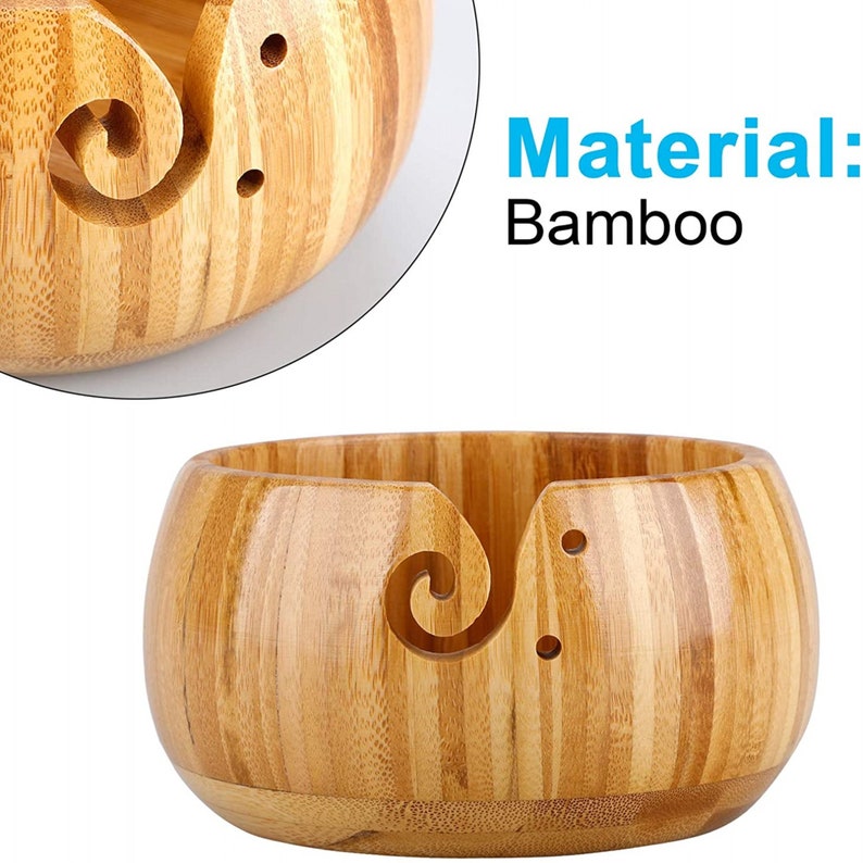 Handmade Solid Wooden Yarn Bowl With Lid Knitting Crochet Etsy