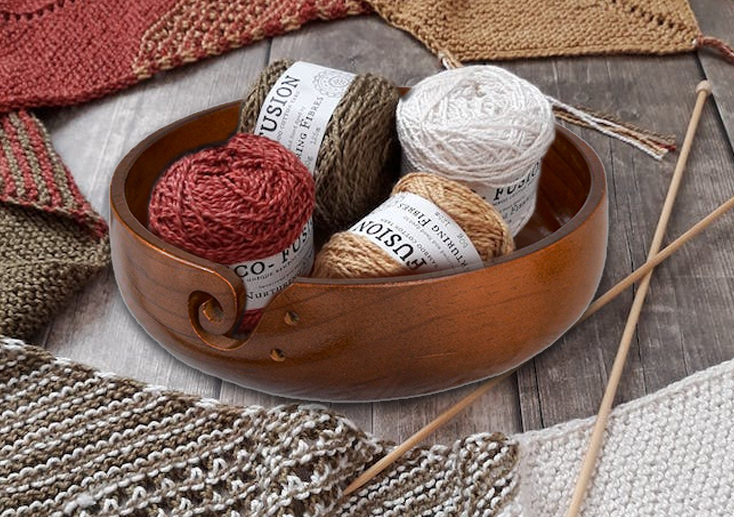 Wooden Yarn Bowl, 6 x 3 Knitting Yarn Bowl with Holes, Handmade Rounded  Edge Yarn for Crocheting, Yarn Storage Bowl Holder for DIY Knitting,  Knitting and Crochet Supplies