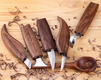 Wood Carving Set of 8 Knives (8 knives in roll + accessories) S08 forged  carving chisels Bushcraft, Living History, Crafts We make history come  alive!