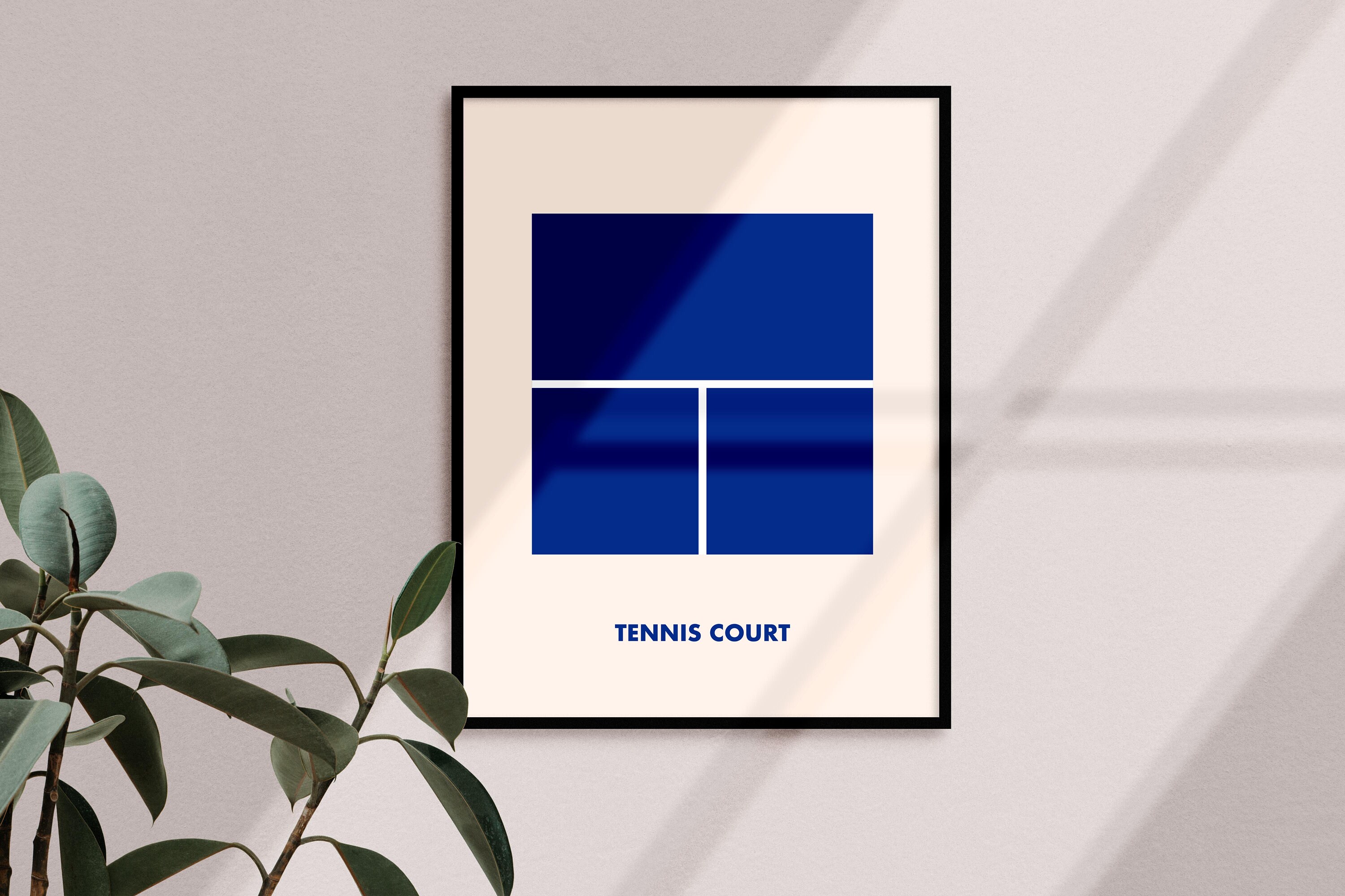 Affiche Terrain de Tennis Bleu/Digital Print Court Blue/ Idée Cadeau/ Club Tennis