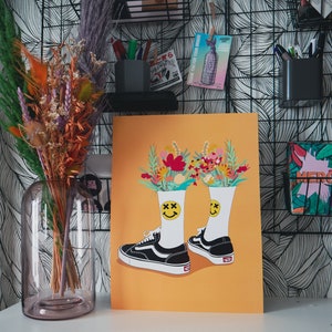 Sneakers poster, skate poster, streetwear decoration, sports basketball, flower image 4