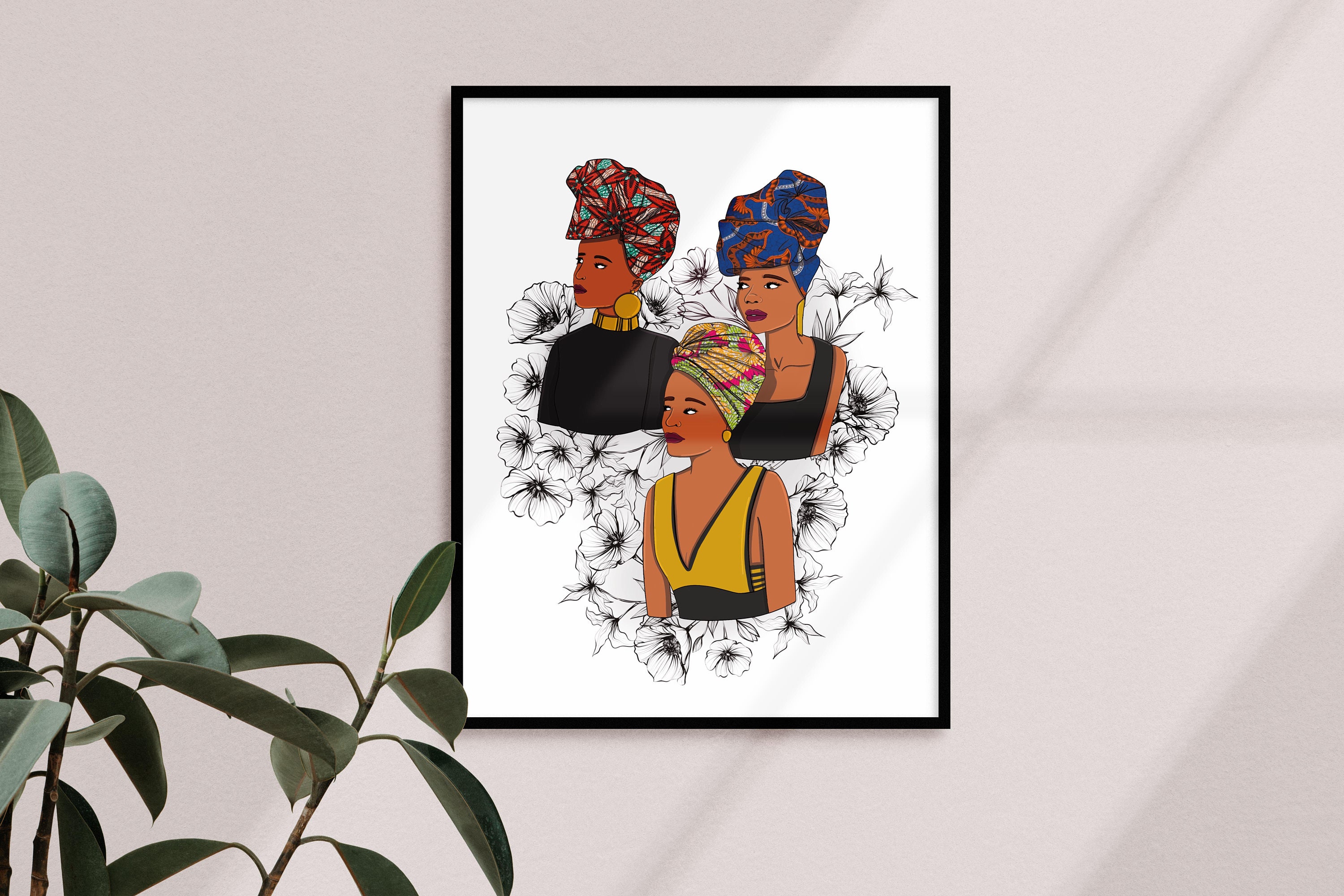 Affiche Illustration Femme Africaine/Affiche Wax/Poster Femme/ Poster Afrique/Pagne/Tissus Africain/